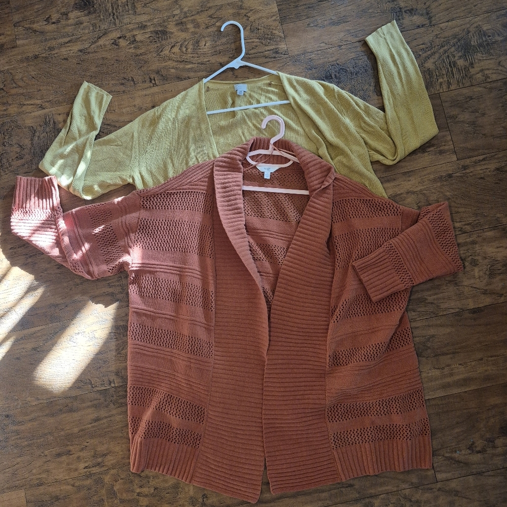 Chunky/light Knit Open Cardigan Bundle Burnt Orange Dusty Yellow Plus  1x Read